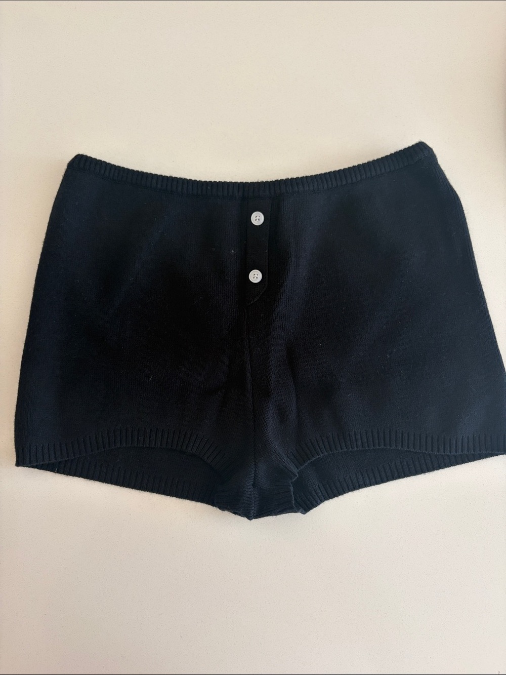 Frankie's Bikinis Black Knit Button-Front Shorts
